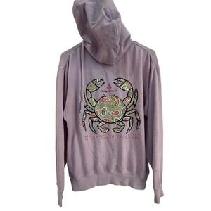 US Vintage Graphic Crab Hoodie Wrightsville NC Light Purple‎